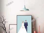 定制手绘婚纱照结婚请柬周边插画设计